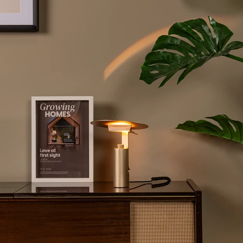 Lucide FITS - Tafellamp - Ø 20 cm - LED - 1x7W 3000K - Mat Goud / Messing | Premium - sfeer 1